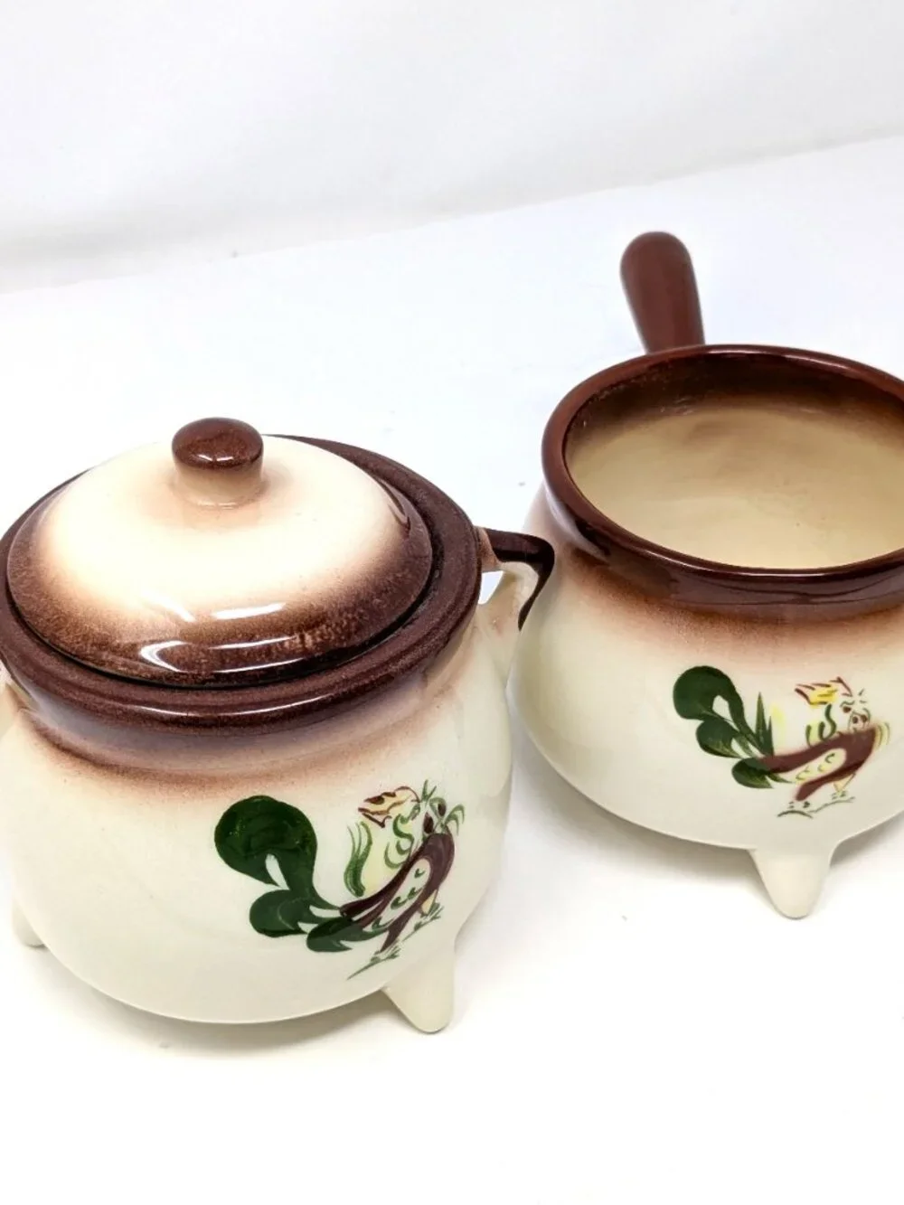 Brock of California CHANTICLEER Rooster Sugar & Creamer Set VTG 50s Farmhouse
